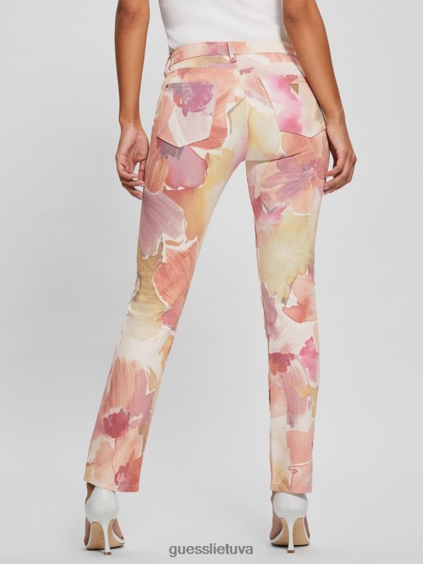 moterys GUESS 6NLN91 drabužiai metro gėlė mergaitiški gėlėti siauri džinsai