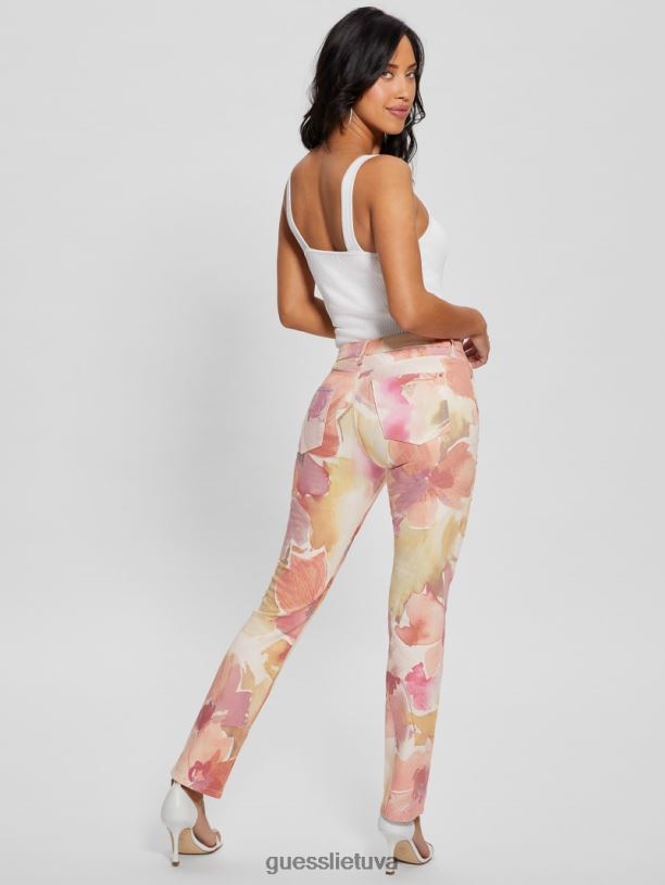 moterys GUESS 6NLN91 drabužiai metro gėlė mergaitiški gėlėti siauri džinsai