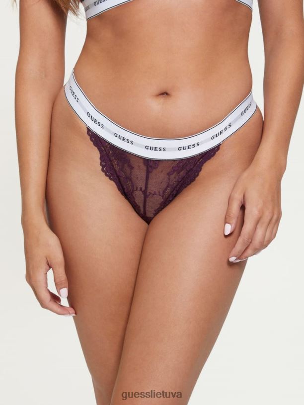 moterys GUESS 6NLN2708 drabužiai baklažanų sintezė belle nėrinių braziliškos kelnaitės
