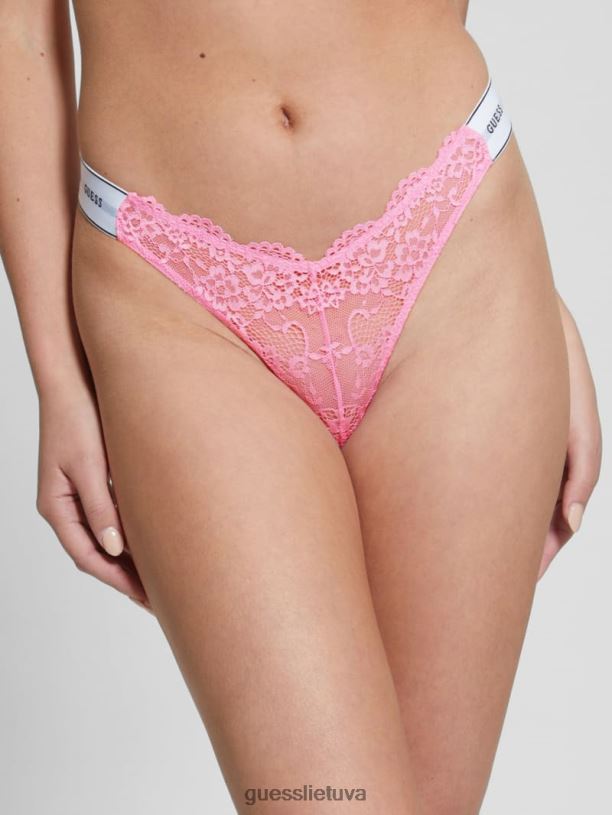 moterys GUESS 6NLN2711 drabužiai rausva gėlė belle nėrinių stringai