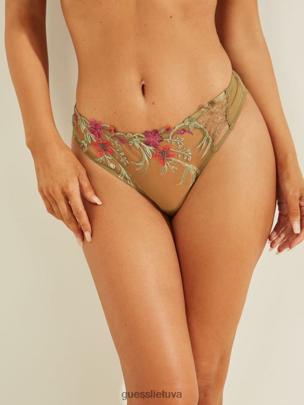 moterys GUESS 6NLN2722 drabužiai kailis žalias karmen tinkliniai stringai