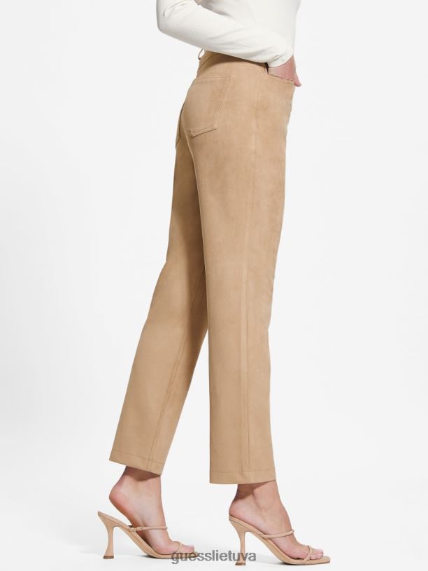 moterys GUESS 6NLN2003 drabužiai drėgnas smėlis tiesios kelnės kelnės