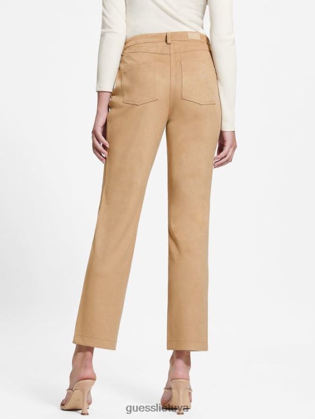 moterys GUESS 6NLN2003 drabužiai drėgnas smėlis tiesios kelnės kelnės