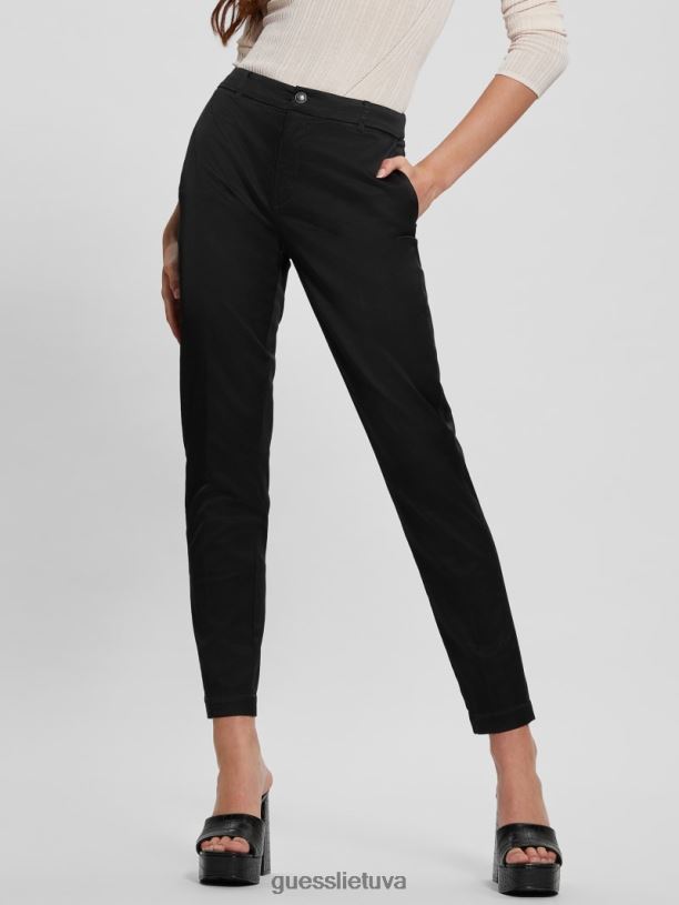 moterys GUESS 6NLN2038 drabužiai juodas multi Zoe satino kelnes