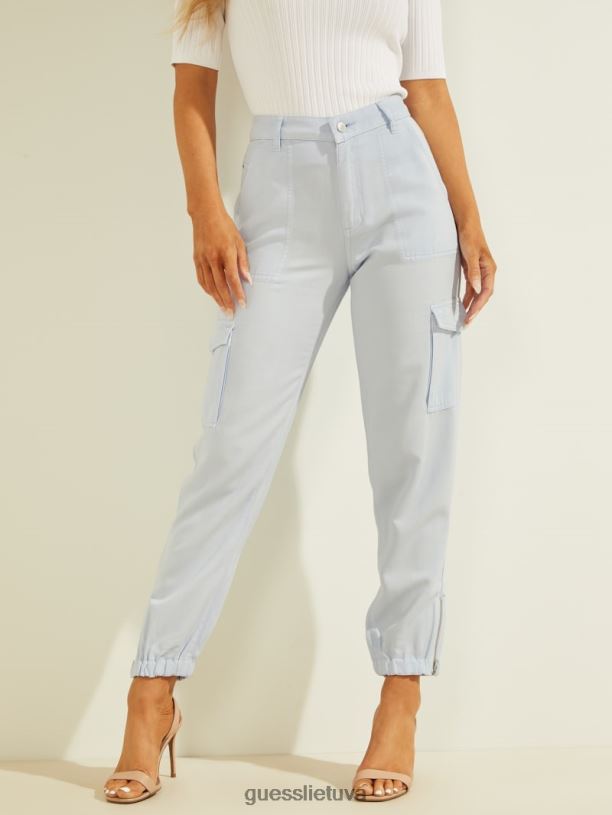 moterys GUESS 6NLN2084 drabužiai kvėpavimo takų mėlyna multi bowie chino cargo kelnės