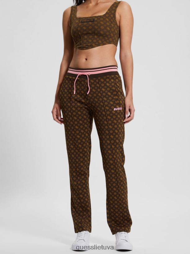 moterys GUESS 6NLN2085 drabužiai aop ruda olograma eco aggie active ilgos kelnės