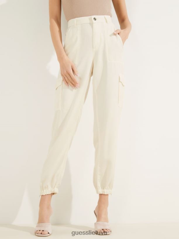moterys GUESS 6NLN2139 drabužiai kreminė balta multi eco bowie cargo chino