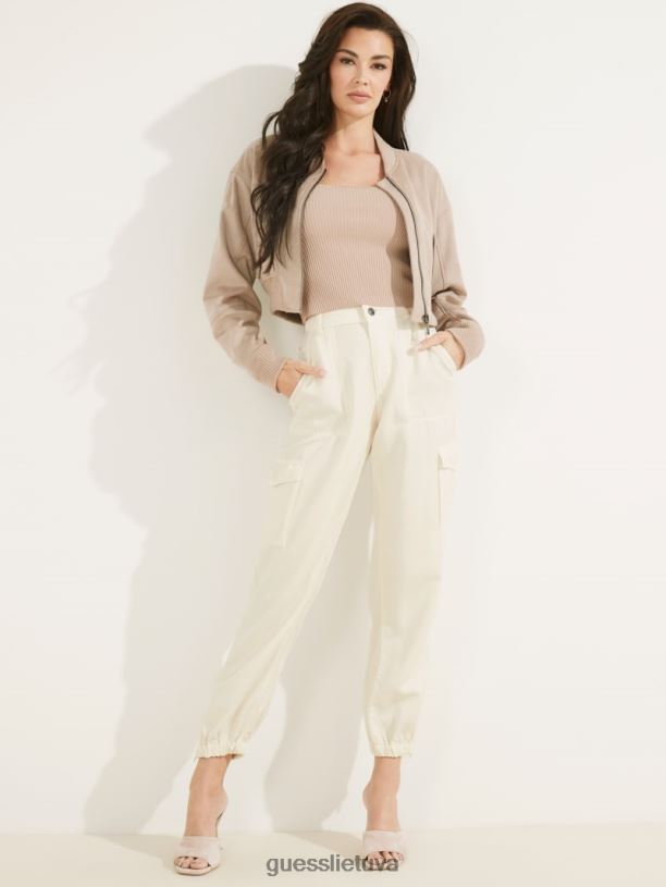 moterys GUESS 6NLN2139 drabužiai kreminė balta multi eco bowie cargo chino