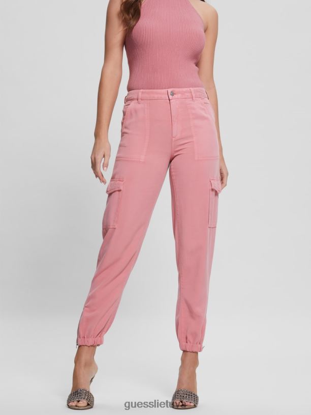 moterys GUESS 6NLN2159 drabužiai vintažiniai skaistalai multi bowie chino cargo kelnės