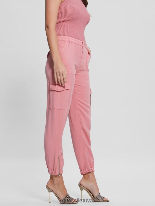 moterys GUESS 6NLN2159 drabužiai vintažiniai skaistalai multi bowie chino cargo kelnės