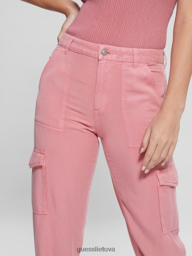 moterys GUESS 6NLN2159 drabužiai vintažiniai skaistalai multi bowie chino cargo kelnės