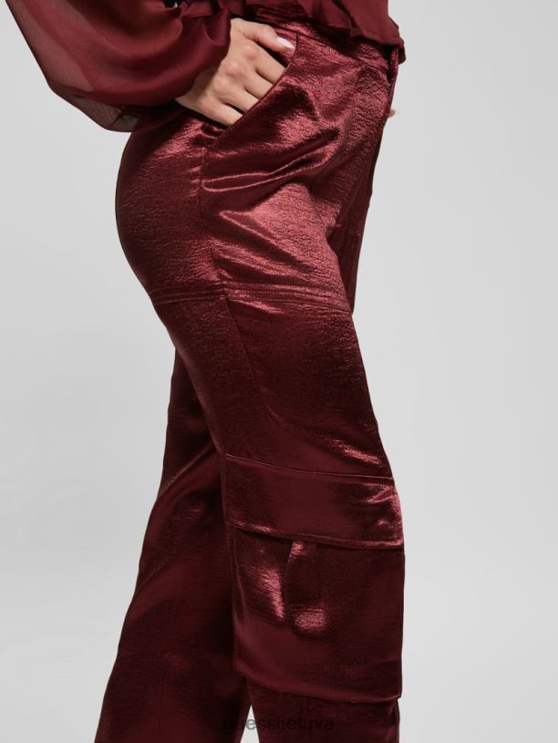 moterys GUESS 6NLN2225 drabužiai mistinis vynas eco soundwave satino cargo kelnės