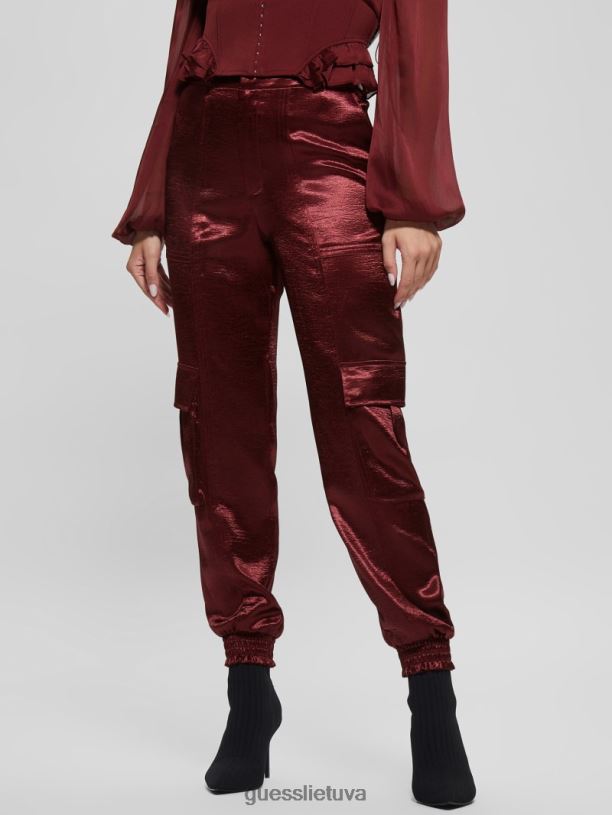 moterys GUESS 6NLN2225 drabužiai mistinis vynas eco soundwave satino cargo kelnės
