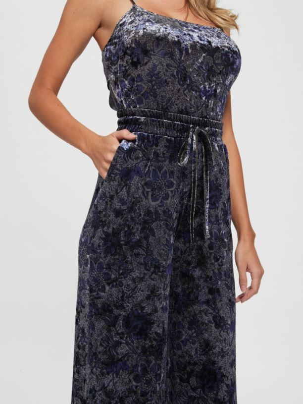 moterys GUESS 6NLN2229 drabužiai prieskonių turgaus gėlių raštas nefrito aksominės plačios kelnės