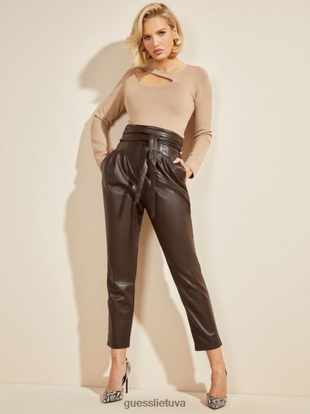 moterys GUESS 6NLN2262 drabužiai deginta mediena multi dieviškosios kelnės