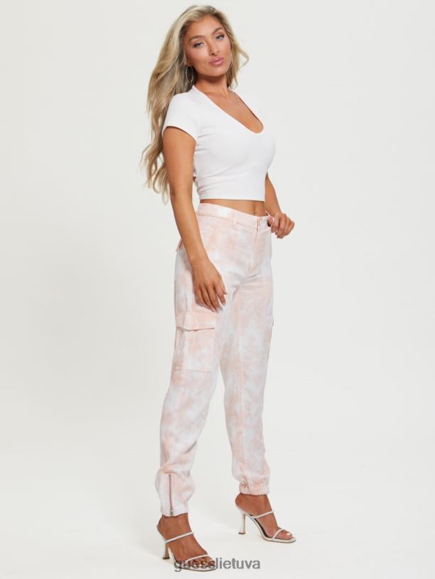 moterys GUESS 6NLN2290 drabužiai Rose bliss tie dažai bowie cargo chino kelnės
