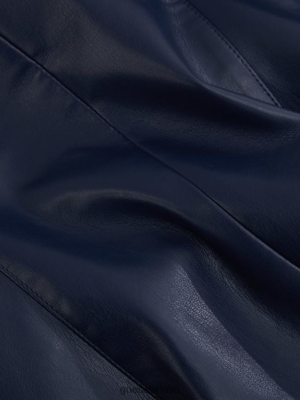 moterys GUESS 6NLN2294 drabužiai pajuodęs mėlynas Kelly dirbtinės odos tiesios kelnės