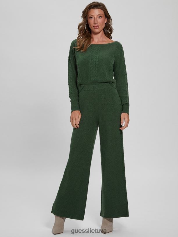 moterys GUESS 6NLN2350 drabužiai samanų kilimėlis teresa plačios kabelinės kelnės