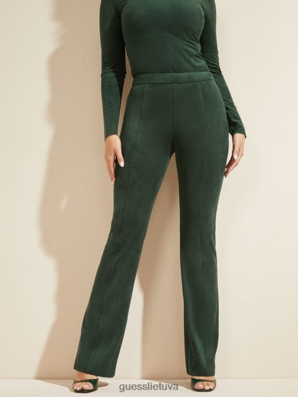 moterys GUESS 6NLN2428 drabužiai šenilinė žalia Leonie kelnaitės