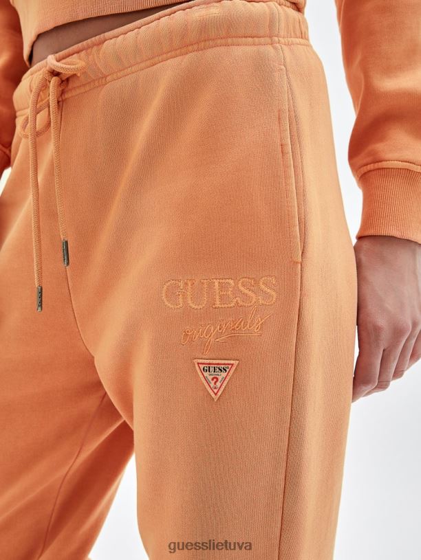 moterys GUESS 6NLN2477 drabužiai tikros oranžinės spalvos multi originalios klasikinio logotipo sportines kelnes