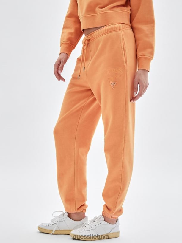 moterys GUESS 6NLN2477 drabužiai tikros oranžinės spalvos multi originalios klasikinio logotipo sportines kelnes