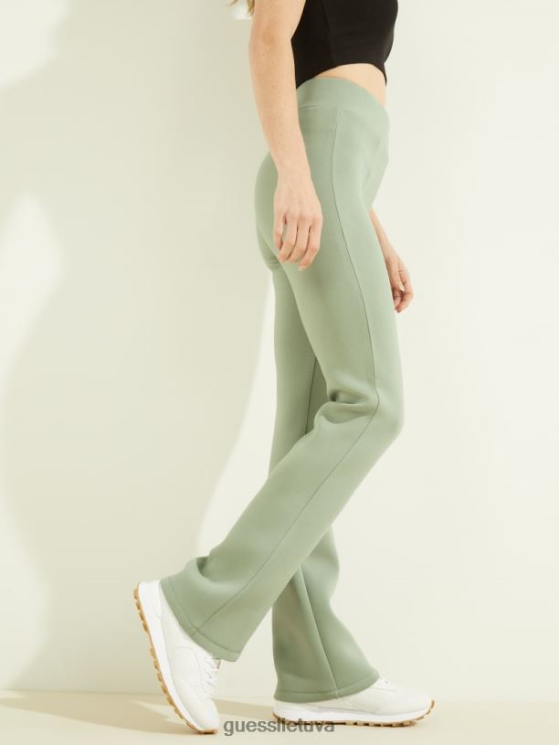 moterys GUESS 6NLN2496 drabužiai šalavijų žalia eco allie plačiaaknės kelnės