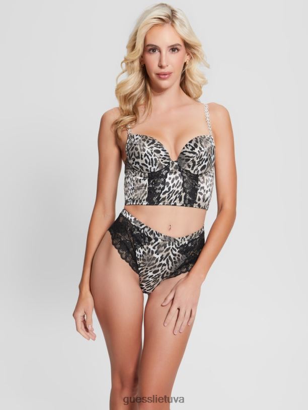 moterys GUESS 6NLN1200 drabužiai mažas abstraktus leopardas Destiny paminkštinta bustier liemenėlė