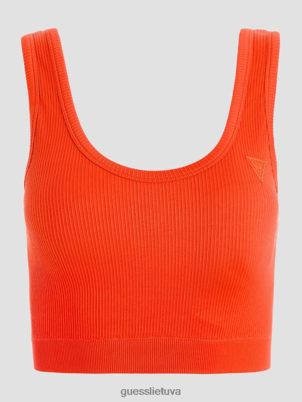 moterys GUESS 6NLN1699 drabužiai apelsino skiltelė besiūlė briaunota aktyvi liemenėlė