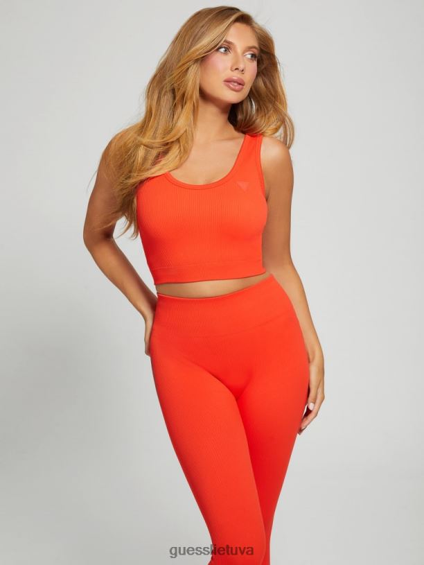 moterys GUESS 6NLN1699 drabužiai apelsino skiltelė besiūlė briaunota aktyvi liemenėlė