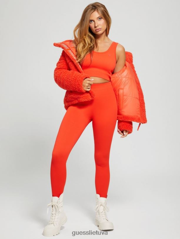 moterys GUESS 6NLN1699 drabužiai apelsino skiltelė besiūlė briaunota aktyvi liemenėlė