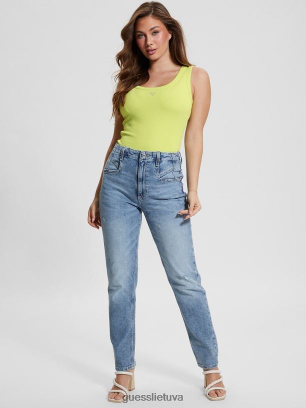 moterys GUESS 6NLN1023 drabužiai dulkėtas kivis Eco triangle bling briaunotas bakas