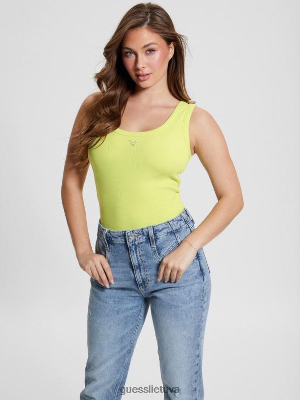 moterys GUESS 6NLN1023 drabužiai dulkėtas kivis Eco triangle bling briaunotas bakas