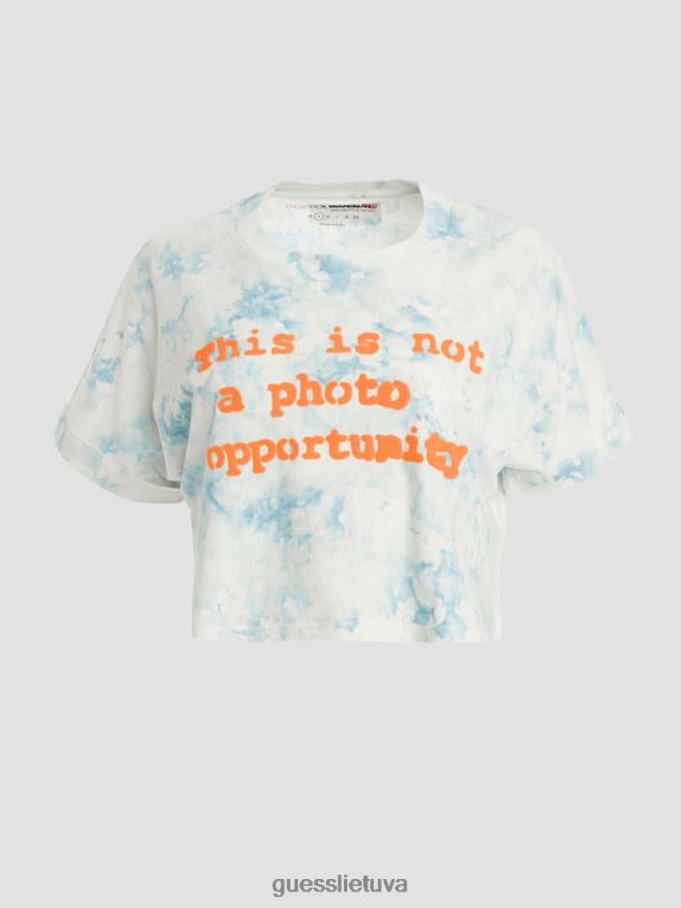 moterys GUESS 6NLN1031 drabužiai ryto šlovė multi šūkis crop tee