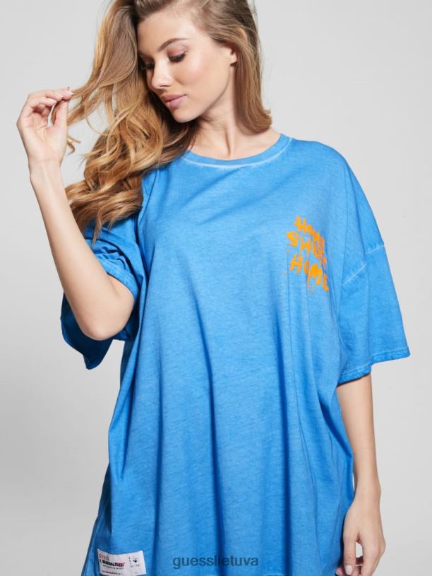 moterys GUESS 6NLN1034 drabužiai ryto šlovė multi home sweet home lounge marškinėliai