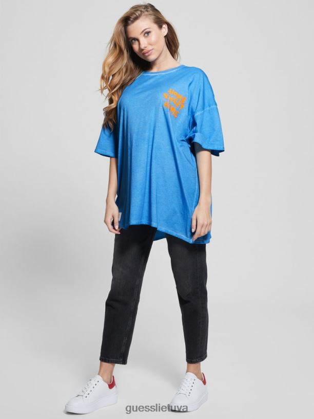 moterys GUESS 6NLN1034 drabužiai ryto šlovė multi home sweet home lounge marškinėliai