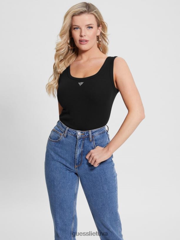 moterys GUESS 6NLN1053 drabužiai juodas Eco triangle bling briaunotas bakas