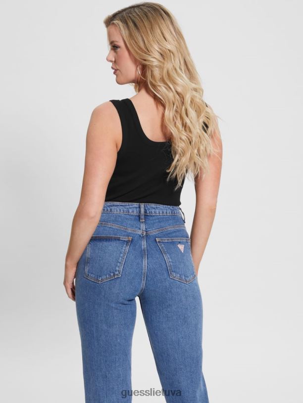 moterys GUESS 6NLN1053 drabužiai juodas Eco triangle bling briaunotas bakas