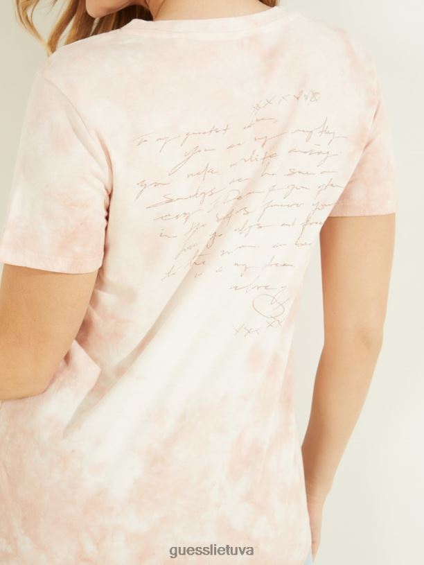 moterys GUESS 6NLN1533 drabužiai rožinės rožės multi į žvaigždes žiūrintis lengvas marškinėliai