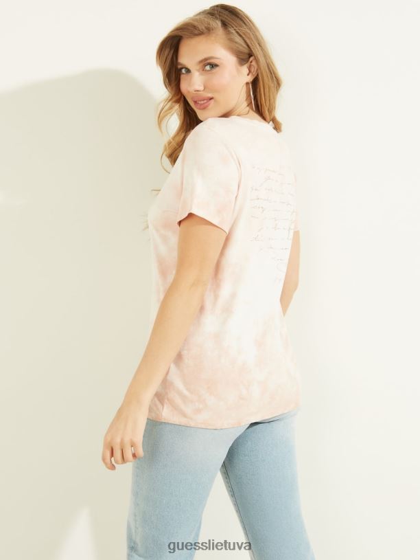 moterys GUESS 6NLN1533 drabužiai rožinės rožės multi į žvaigždes žiūrintis lengvas marškinėliai
