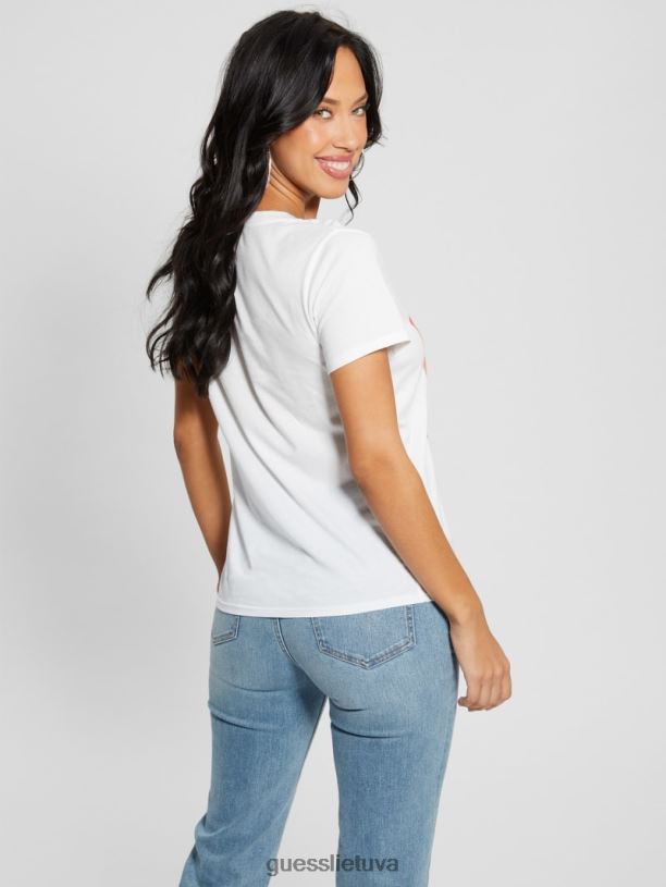 moterys GUESS 6NLN1538 drabužiai visiškai baltas ombre žurnalas lengvas marškinėliai