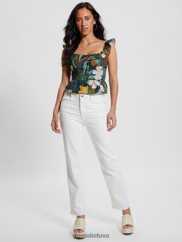 moterys GUESS 6NLN973 drabužiai atogrąžų keliautojas eko carine peplum viršus