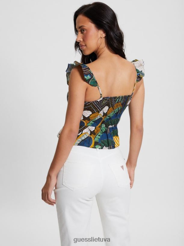 moterys GUESS 6NLN973 drabužiai atogrąžų keliautojas eko carine peplum viršus