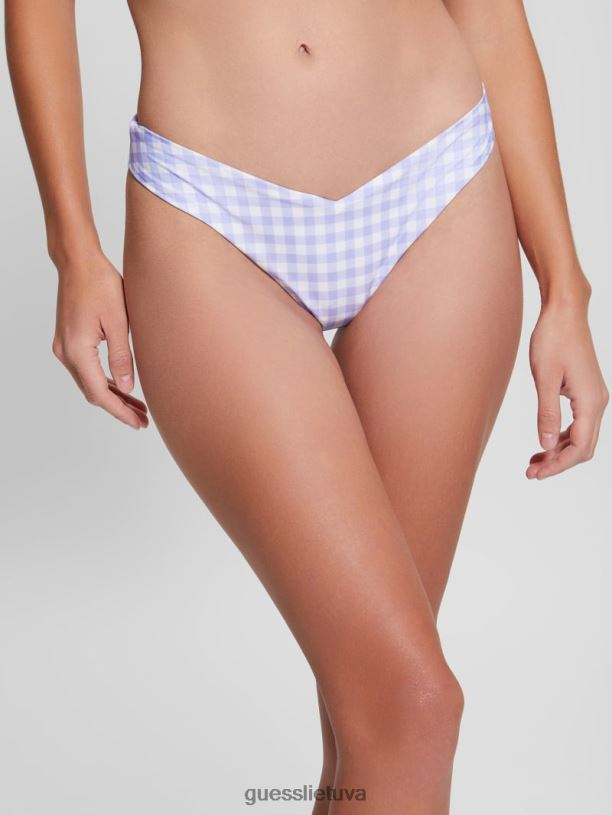 moterys GUESS 6NLN2552 drabužiai maža balta levanda Vich ekologinės v formos priekinės braziliškos bikinio kelnaitės
