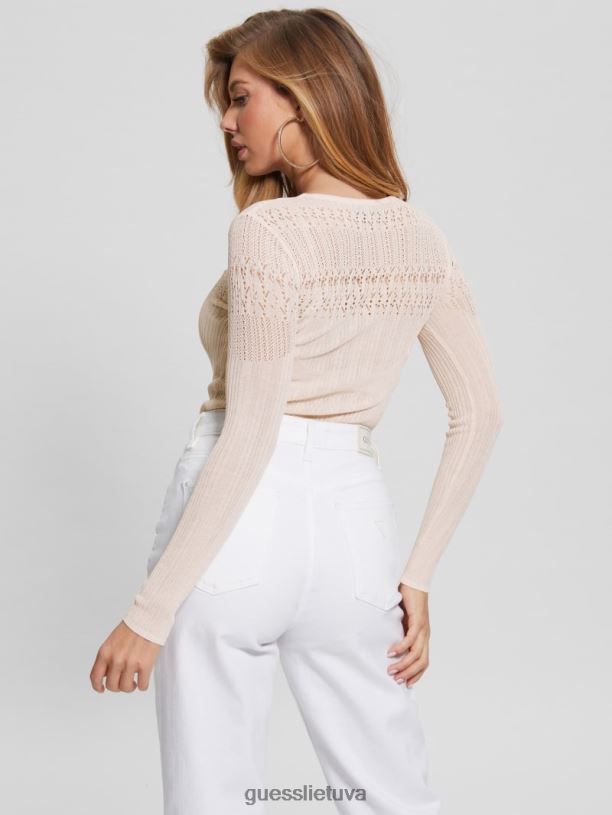 moterys GUESS 6NLN1288 drabužiai prislopintas akmuo niky atviro dygsnio megztinis