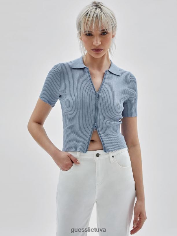 moterys GUESS 6NLN1365 drabužiai dangaus prieblanda originalus eko megztinis su uztrauktuku