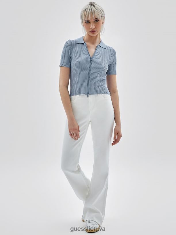 moterys GUESS 6NLN1365 drabužiai dangaus prieblanda originalus eko megztinis su uztrauktuku