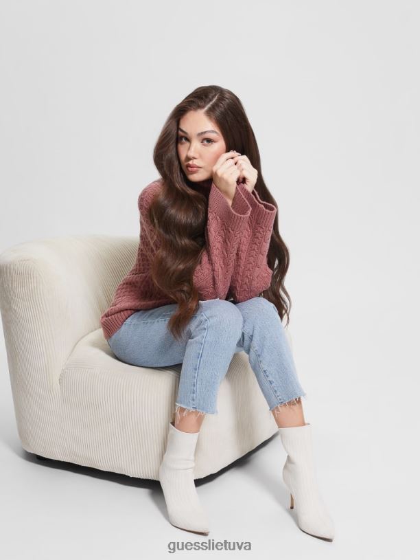 moterys GUESS 6NLN1423 drabužiai senovinis violetinis Wendi kabelis džemperis su kaklu