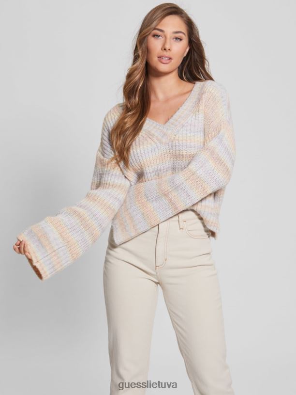 moterys GUESS 6NLN1482 drabužiai milteliniai rožių kosminiai dažai neena space-dye megztinis