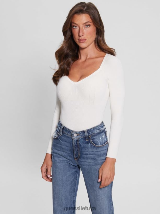 moterys GUESS 6NLN1549 drabužiai balandis baltas eco sweetheart soneto megztinis
