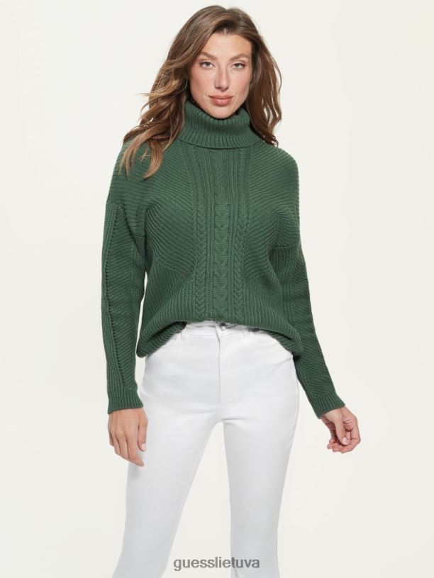 moterys GUESS 6NLN1551 drabužiai samanų kilimėlis dawna kabeliu megztas megztinis su kaklu